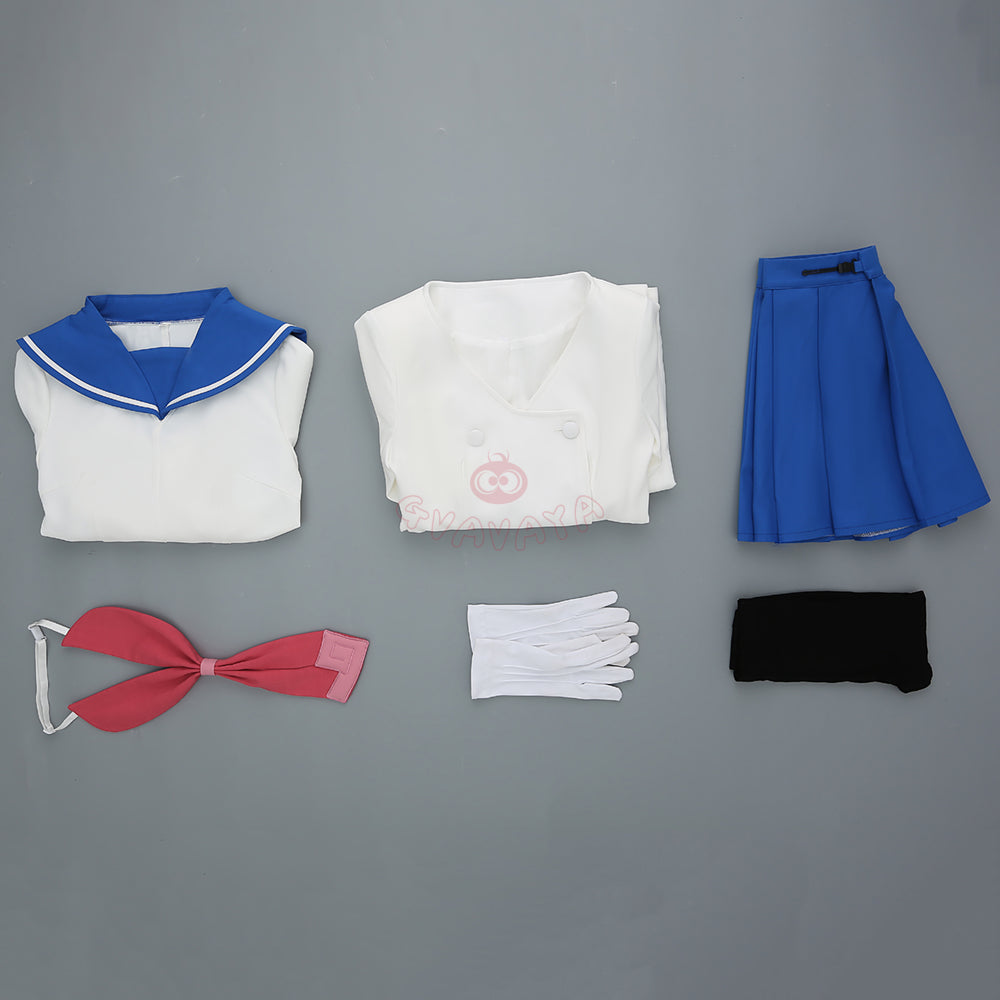 Gvavaya Anime Cosplay Soul Ater Cosplay Maka Albarn White Blue Cosplay Costume