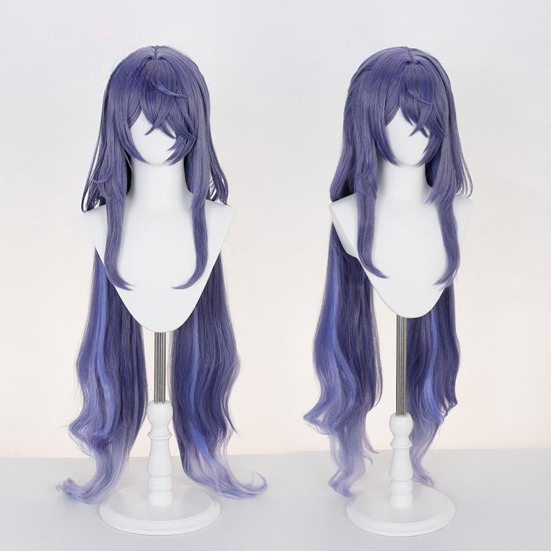 Gvavaya Game Cosplay Genshin Impact Lauma Cosplay Wig 100cm Blue Purple Wig