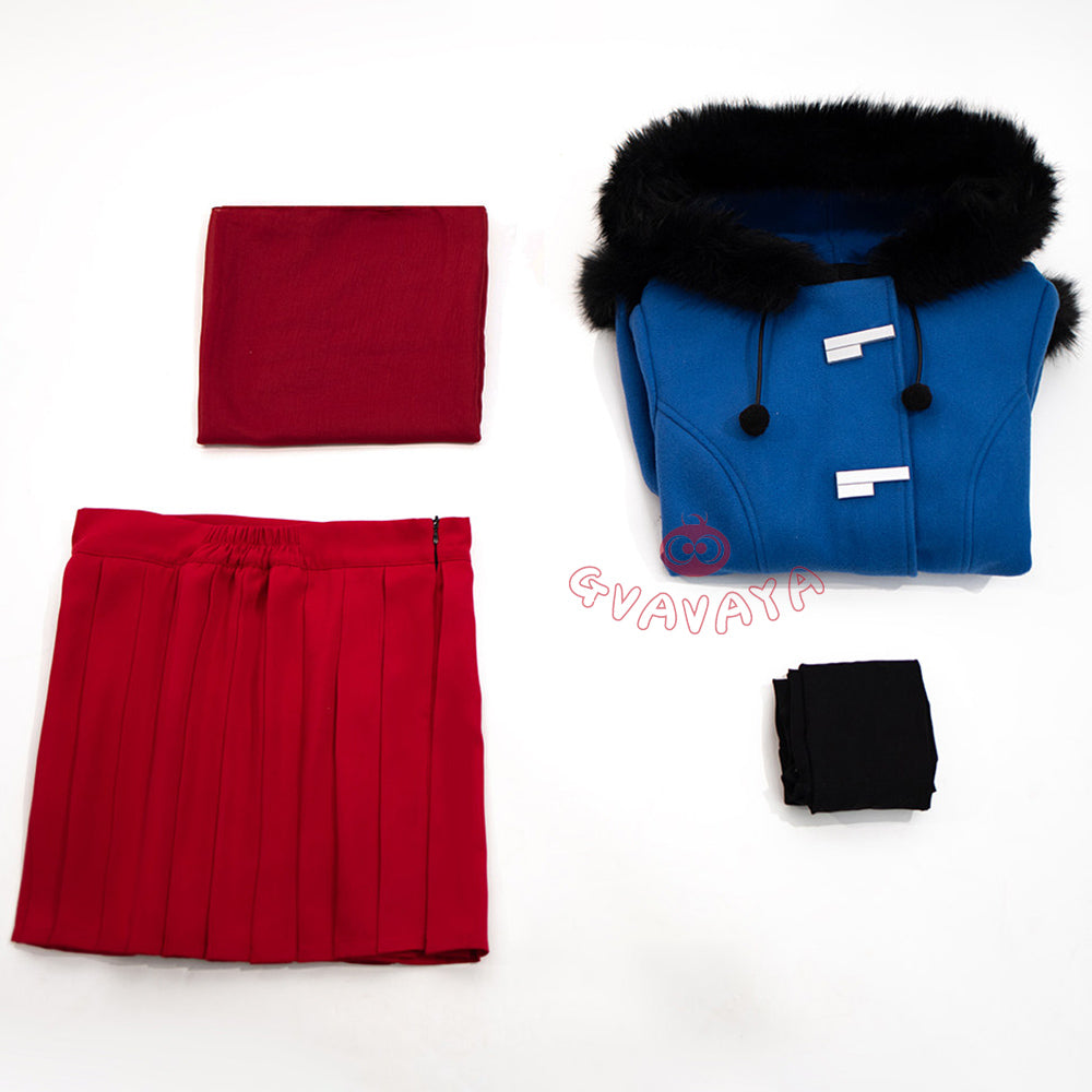 Gvavaya Anime Cosplay Rei Blue Winter Suit Cosplay Costume