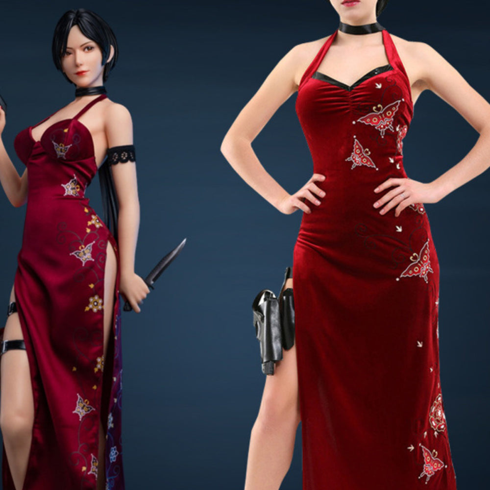 Resident Evil Ada Wong Cosplay Custome Full Set Strap Shoes Women Halloween  Set