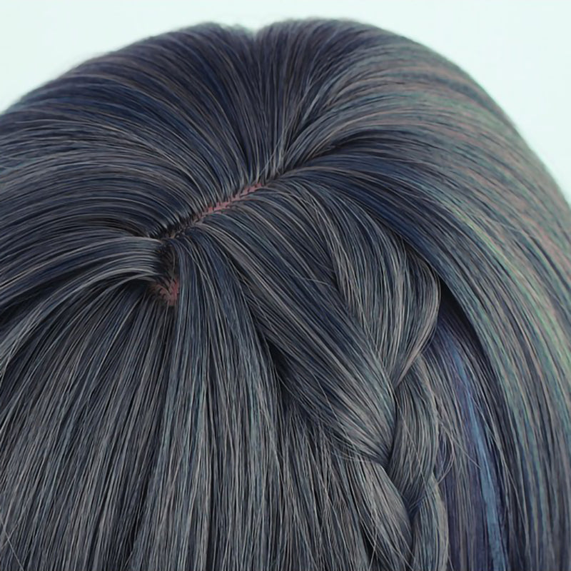 Gvavaya Game Cosplay Genshin Impact Yelan Cosplay Wig Black Gradient Purple 30cm Hair