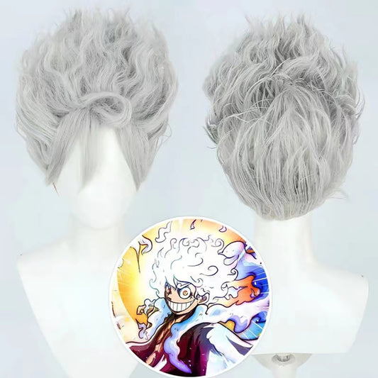 Gvavaya Anime Cosplay One Piece Luffy Sun God Nika Form Cosplay Wig 25cm Grey Hair