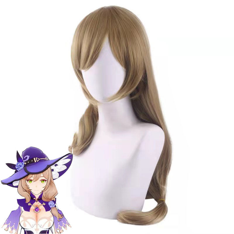 Gvavaya Game Cosplay Genshin Impact Lisa Cosplay Wig Slightly Curly Long Brown Hair