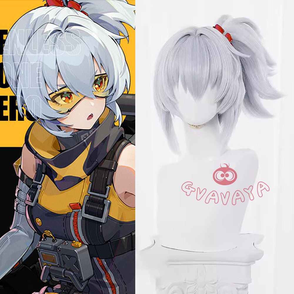 Gvavaya Anime Cosplay Zenless Zone Zero Soldier 11 Cosplay Wig Light Blue And Silver White 26cm Hair