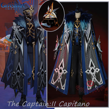 Gvavaya Game Cosplay Genshin Impact 11th Fatui Harbingers Cosplay  The Captain: II Capitano Cosplay Costume