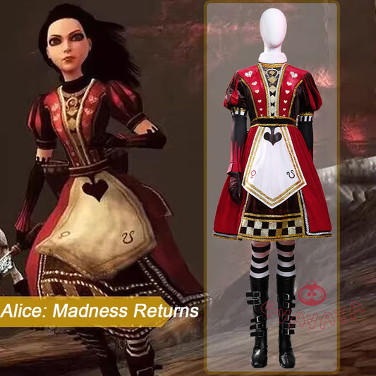 Gvavaya Game Cosplay Alice: Madness Returns Cosplay Red Alice Steamdress Outfits Halloween Cosplay Costume