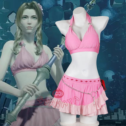 Gvavaya Game Cosplay Final Fantasy VII Rebirth Cosplay Aerith Gainsborough Fanart Swimsuit Costume