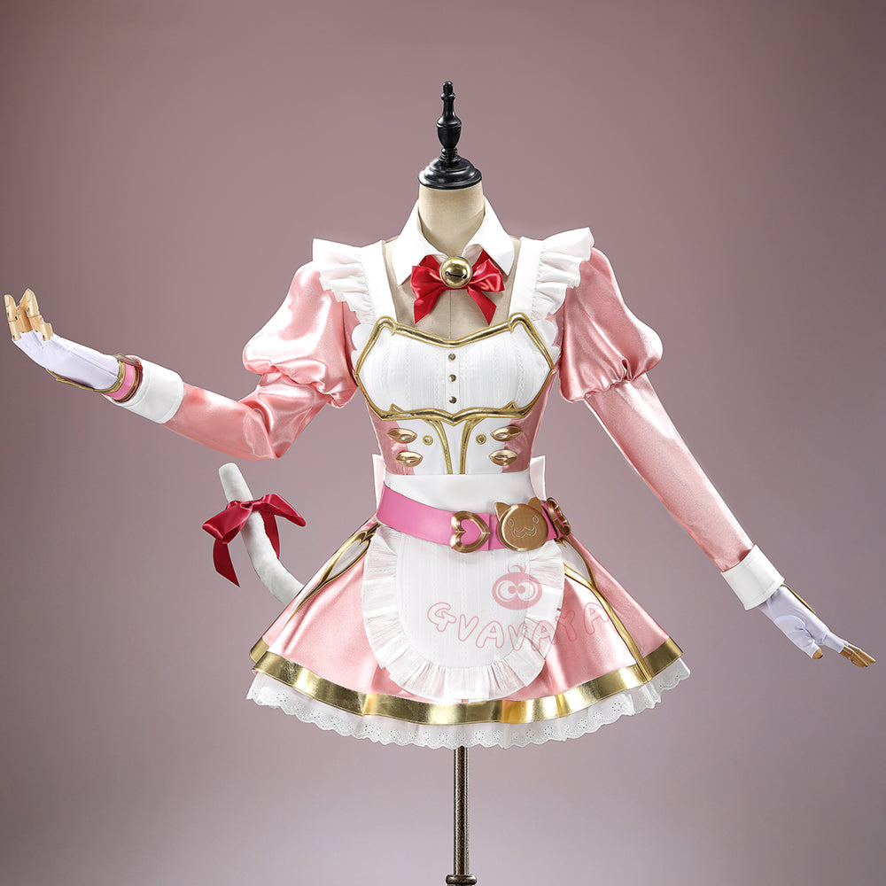 Gvavaya Game Cosplay Ashe Pink Cat Cafe Maid Cosplay Costume