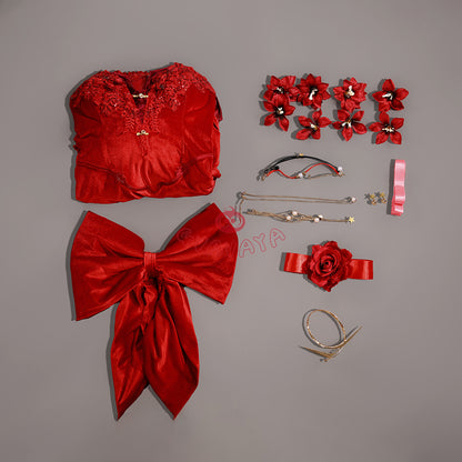 Gvavaya Game Cosplay Final Fantasy VII Cosplay Costume Aerith Gainsborough Red Dress Cosplay