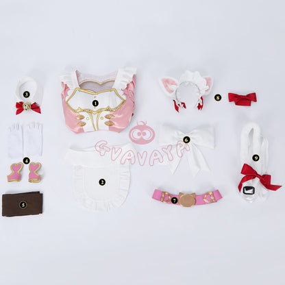 Gvavaya Game Cosplay Ashe Pink Cat Cafe Maid Cosplay Costume