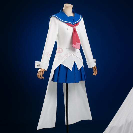 Gvavaya Anime Cosplay Soul Ater Cosplay Maka Albarn White Blue Cosplay Costume