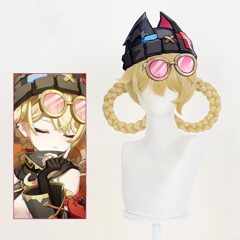 Gvavaya Game Cosplay Genshin Impact Jahoda Cosplay Wig 35cm Gold Wig