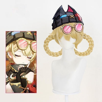 Gvavaya Game Cosplay Genshin Impact Jahoda Cosplay Wig 35cm Gold Wig