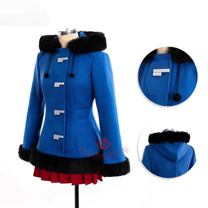 Gvavaya Anime Cosplay Rei Blue Winter Suit Cosplay Costume