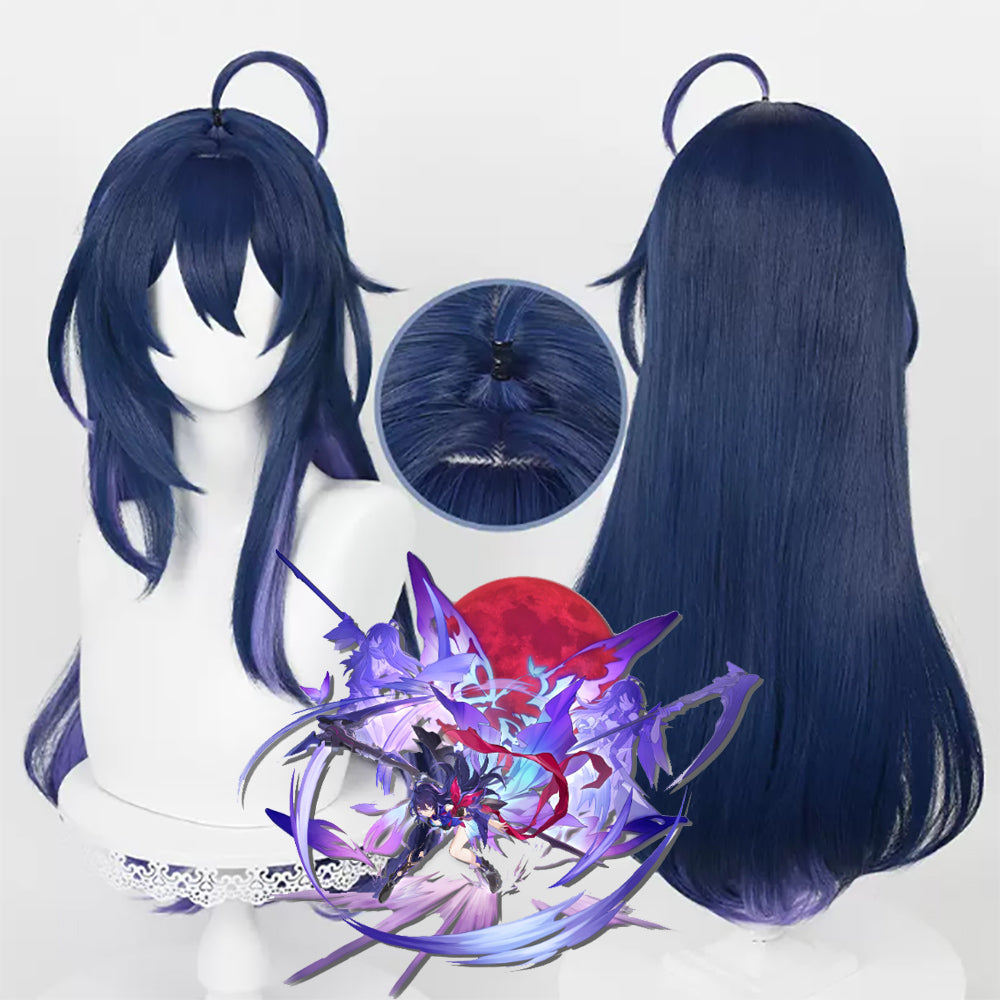 Gvavaya Game Cosplay Honkai Impact: Star Rail Seele Cosplay Wig 80cm Long Dark Blue Wig
