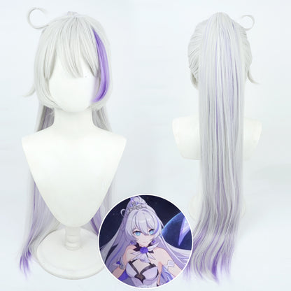 Gvavaya Game Cosplay Honkai Impact 3rd : Kiana Kaslana Cosplay Wig 100cm Long Silvery White And Blue Wig