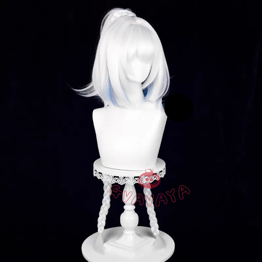 Gvavaya Game Cosplay Genshin Impact Mualani Cosplay Wig 110cm Silver Blue Wig