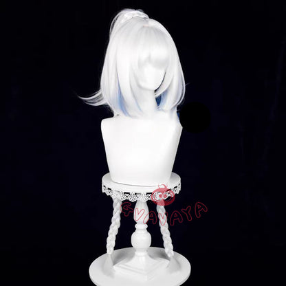 Gvavaya Game Cosplay Genshin Impact Mualani Cosplay Wig 110cm Silver Blue Wig