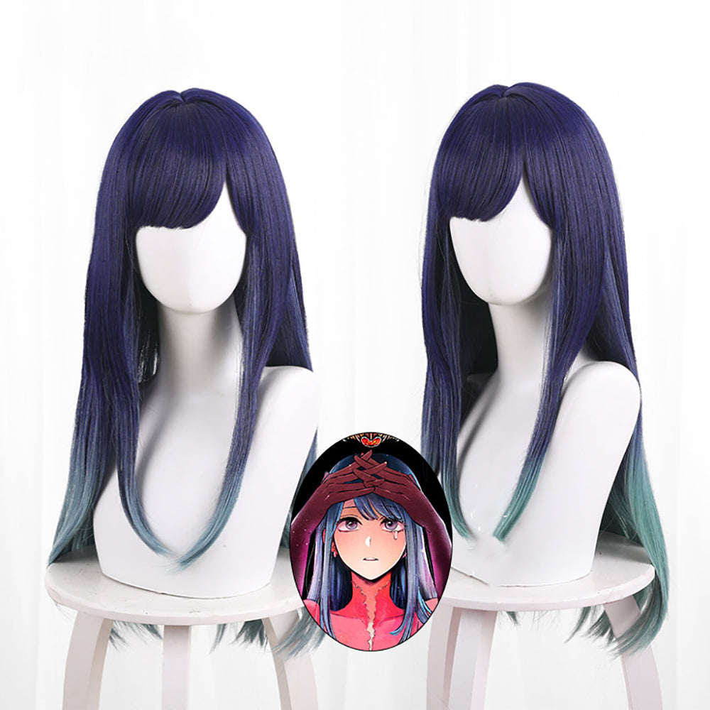 Gvavaya Anime Cosplay Oshi no Ko: Akane Kurokawa Cosplay Wig Blue Purple Gradient Gray Green 70cm Hair