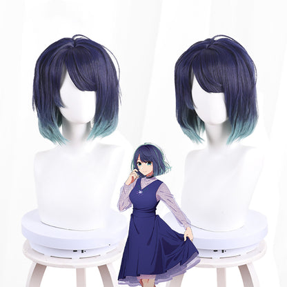 Gvavaya Anime Cosplay Oshi no Ko: Akane Kurokawa Cosplay Wig Blue Purple Gradient Gray Green 35cm Hair