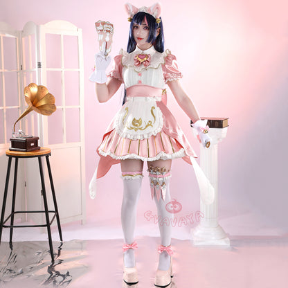Gvavaya Game Cosplay Kiriko Pink Cat Maid Cosplay Costume