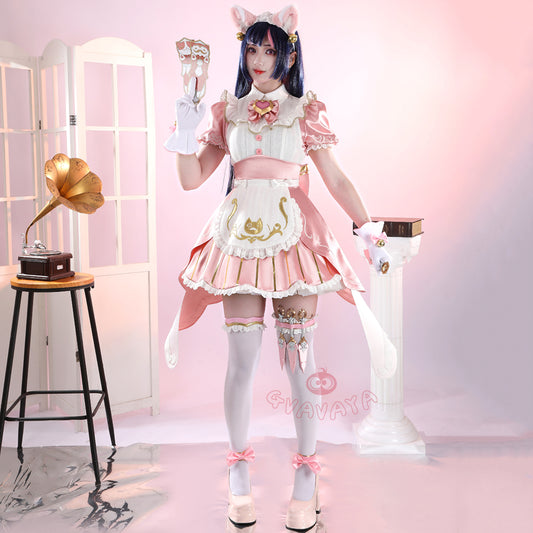 Gvavaya Game Cosplay Kiriko Pink Cat Maid Cosplay Costume