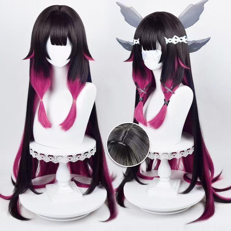 Gvavaya Game Cosplay Genshin Impact Columbina (Damselette) Cosplay Wig 100cm Black Pink Wig