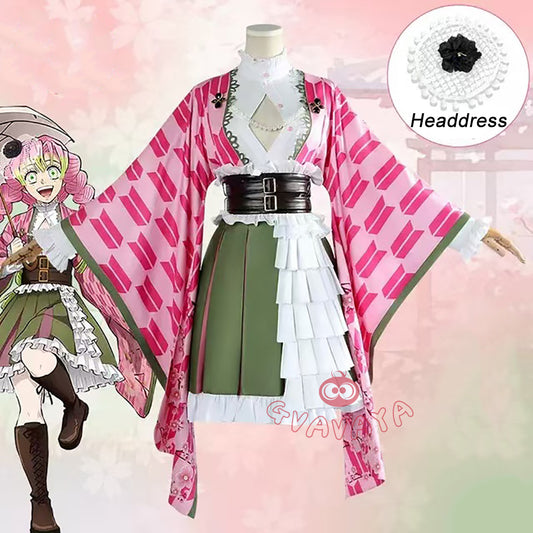 Gvavaya Anime Cosplay Demon Hunter Cosplay Kanroji Mitsuri 5th Anniversary Pink Dress Cosplay Costume