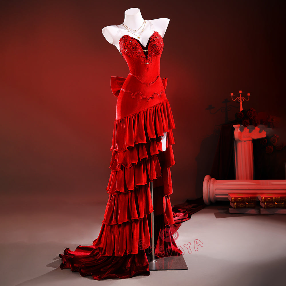 Gvavaya Game Cosplay Final Fantasy VII Cosplay Costume Aerith Gainsborough Red Dress Cosplay