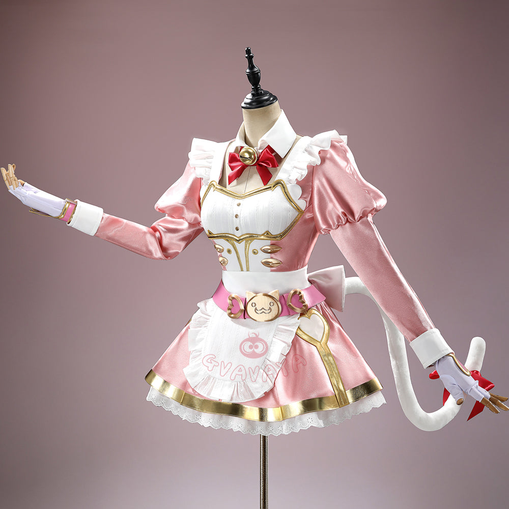 Gvavaya Game Cosplay Ashe Pink Cat Cafe Maid Cosplay Costume