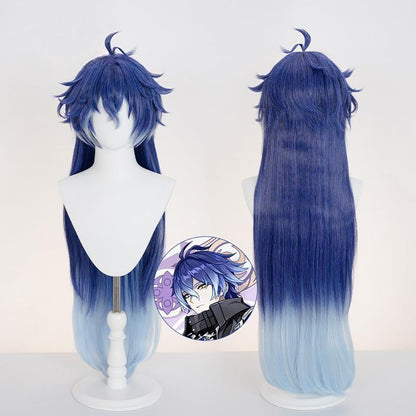 Gvavaya Game Cosplay Genshin Impact Kyryll Chudomirovich Flins Cosplay Wig 90cm Blue Wig