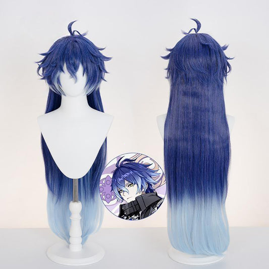 Gvavaya Game Cosplay Genshin Impact Kyryll Chudomirovich Flins Cosplay Wig 90cm Blue Wig