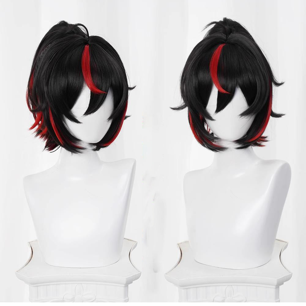 Gvavaya Anime Cosplay Zenless Zone Zero Zhu Yuan Cosplay Wig Black Red 37cm Hair