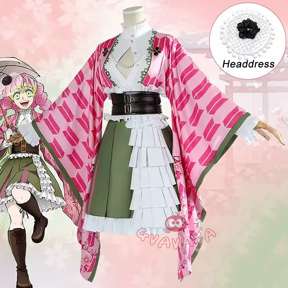 Gvavaya Anime Cosplay Demon Hunter Cosplay Kanroji Mitsuri 5th Anniversary Pink Dress Cosplay Costume