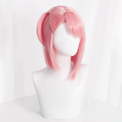 Gvavaya Game Cosplay Genshin Impact:Charlotte Cosplay Wig 30cm Long Pink Wig