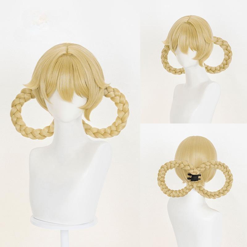Gvavaya Game Cosplay Genshin Impact Jahoda Cosplay Wig 35cm Gold Wig