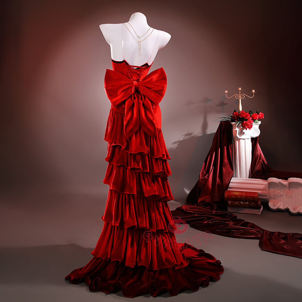 Gvavaya Game Cosplay Final Fantasy VII Cosplay Costume Aerith Gainsborough Red Dress Cosplay