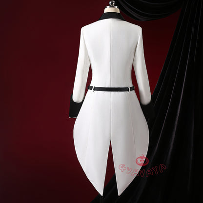 Gvavaya Anime Cosplay BB Cosplay Ciel White Floral Hat Striped Formal Dress Cosplay Costume