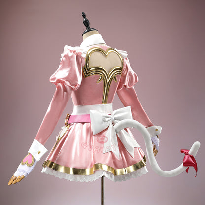 Gvavaya Game Cosplay Ashe Pink Cat Cafe Maid Cosplay Costume