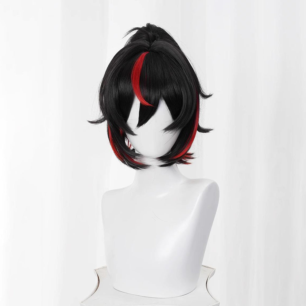 Gvavaya Anime Cosplay Zenless Zone Zero Zhu Yuan Cosplay Wig Black Red 37cm Hair