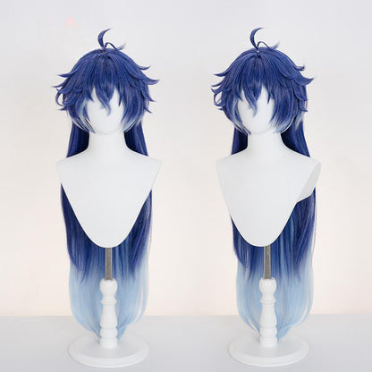 Gvavaya Game Cosplay Genshin Impact Kyryll Chudomirovich Flins Cosplay Wig 90cm Blue Wig