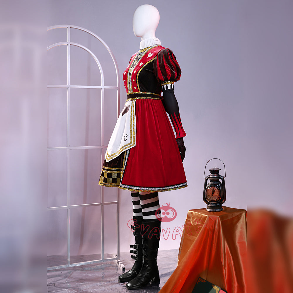 Gvavaya Game Cosplay Alice: Madness Returns Cosplay Red Alice Steamdress Outfits Halloween Cosplay Costume