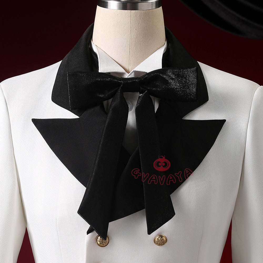 Gvavaya Anime Cosplay BB Cosplay Ciel White Floral Hat Striped Formal Dress Cosplay Costume