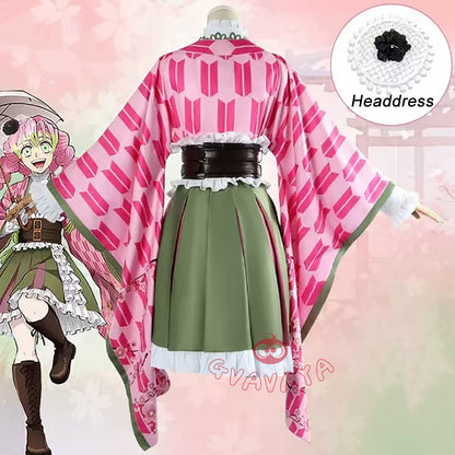 Gvavaya Anime Cosplay Demon Hunter Cosplay Kanroji Mitsuri 5th Anniversary Pink Dress Cosplay Costume