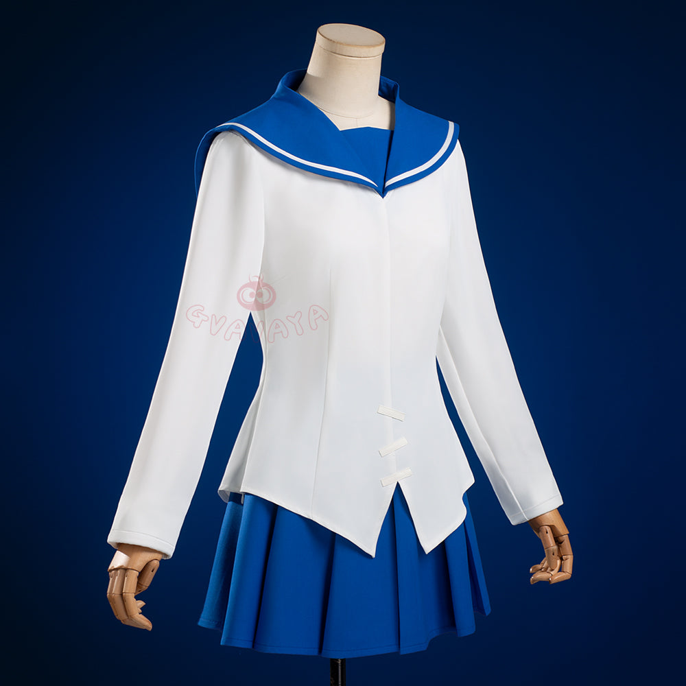 Gvavaya Anime Cosplay Soul Ater Cosplay Maka Albarn White Blue Cosplay Costume