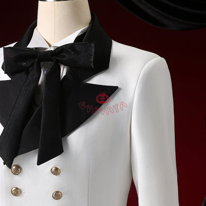 Gvavaya Anime Cosplay BB Cosplay Ciel White Floral Hat Striped Formal Dress Cosplay Costume