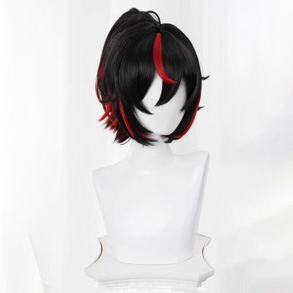 Gvavaya Anime Cosplay Zenless Zone Zero Zhu Yuan Cosplay Wig Black Red 37cm Hair