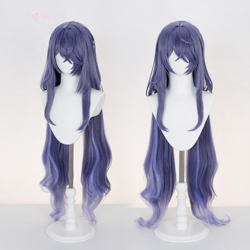 Gvavaya Game Cosplay Genshin Impact Lauma Cosplay Wig 100cm Blue Purple Wig
