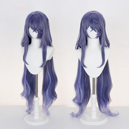 Gvavaya Game Cosplay Genshin Impact Lauma Cosplay Wig 100cm Blue Purple Wig