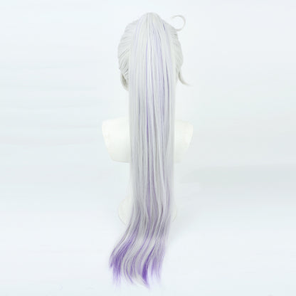 Gvavaya Game Cosplay Honkai Impact 3rd : Kiana Kaslana Cosplay Wig 100cm Long Silvery White And Blue Wig